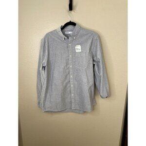 Sonoma Mens Perfect-Length Button-Down Shirt Castlerock Gray Standard Fit L NEW